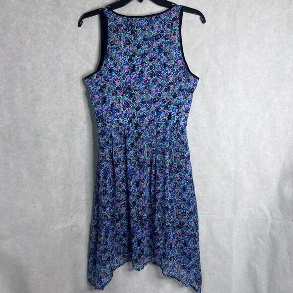I Love Ronson Blue Floral Asymmetrical Light Fit & Flare Garden Party Dress MD - Picture 2 of 7